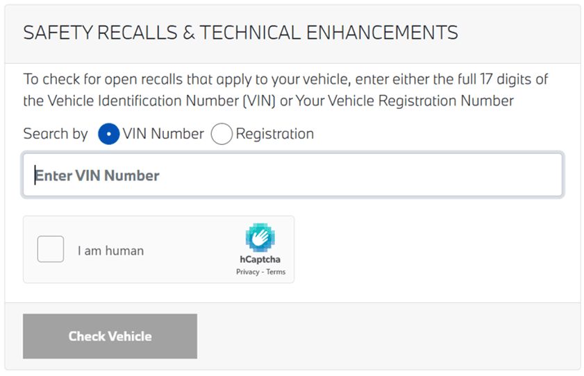 Recall check and lookup tool interface