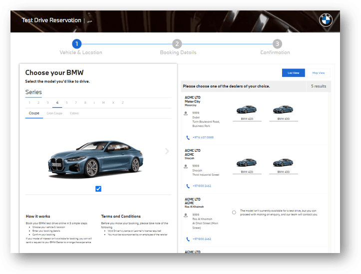 Keyless test drive booking platform