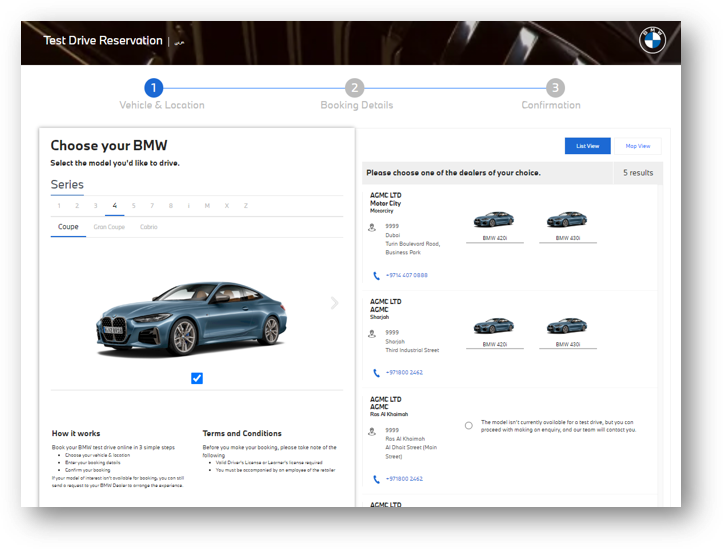 Keyless test drive booking platform